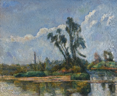 印象派图集7的油画作品-Paul Cezanne-LA RIVIERE