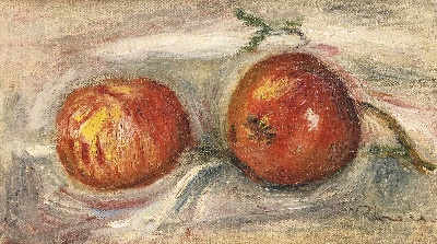 印象派图集7的油画作品-Pierre-Auguste Renoir-DEUX POMMES