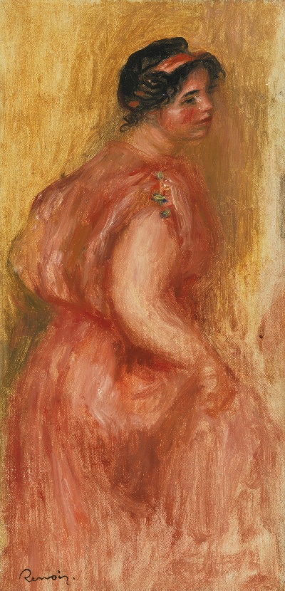 印象派图集7的油画作品-Pierre-Auguste Renoir-ETUDE GABRIELLE EN TUNIQUE ROUGE 