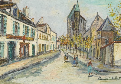 印象派图集7的油画作品-Maurice Utrillo-RUE DE BANLIEUE