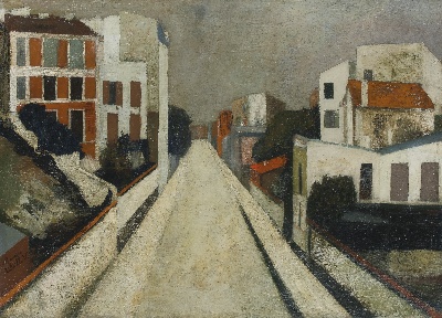 印象派图集7的油画作品-Maurice Utrillo-RUE DE CRIMEE, PARIS