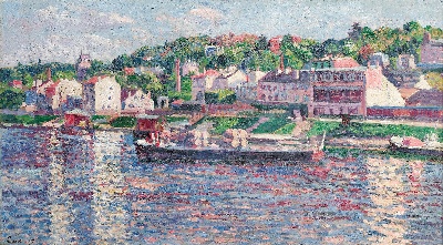 印象派图集7的油画作品-Maximilien Luce-LE BAS-MEUDON, PÉNICHE SUR LA RIVIERE