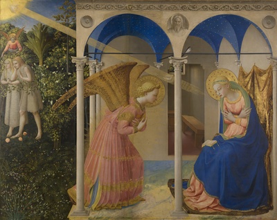 安吉利科作品2的油画作品-La_Anunciación，_Fra_Angelico，_Prado_在谷歌地球主面板中