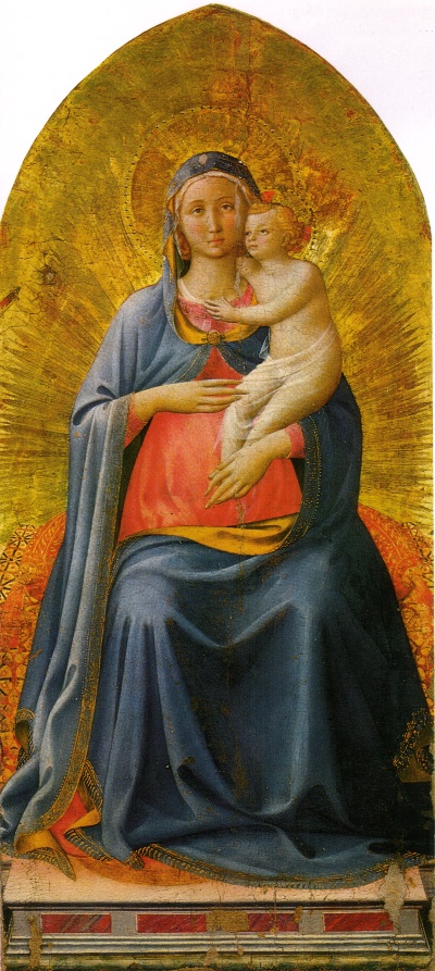 安吉利科作品的油画作品-Angelico,_madonna_col_bambino,_uffizi,_1450s