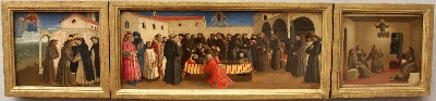 安吉利科作品的油画作品-Angelico,_predella_con_scene_francescane,_1429,_01