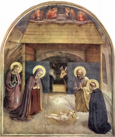 安吉利科作品的油画作品-Adorazione_del_Bambino_-_Beato_Angelico