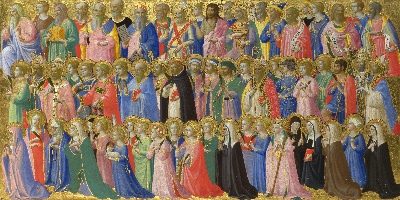 安吉利科作品的油画作品-Fra Angelico - The Forerunners of Christ with Saints and Martyrs