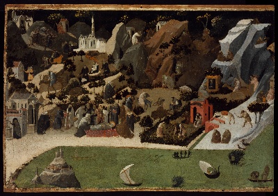 安吉利科作品的油画作品-Fra_Angelico_-_Scenes_from_the_Lives_of_the_Desert_Fathers_(Thebaid)