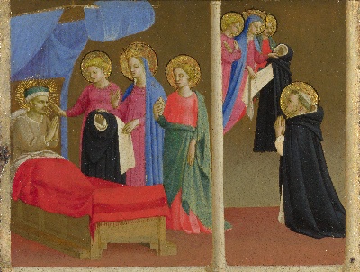 安吉利科作品的油画作品-Workshop of Fra Angelico - The Vision of the Dominican Habit