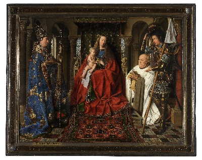 扬·凡·艾克作品的油画作品-Jan Van Eyck - The Virgin and Child with Canon Joris Van der Paele