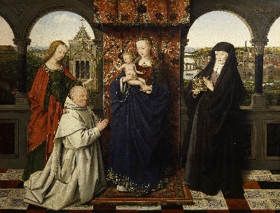 扬·凡·艾克作品的油画作品-Jan van Eyck (and Workshop) - Virgin and Child, with Saints and Donor, early 1440s