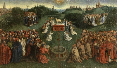 扬·凡·艾克作品的油画作品-Jan van Eyck (Copy after) - The Adoration of the Lamb M1