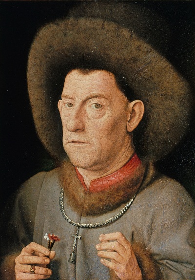 扬·凡·艾克作品的油画作品-Jan van Eyck (successors) Man with pinks