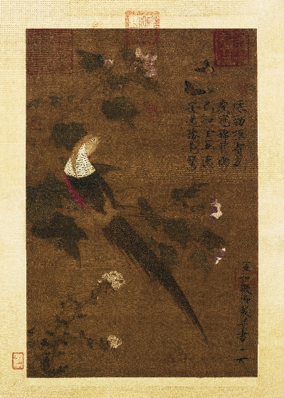 北宋 赵佶 芙蓉锦鸡图的国画作品-图轴