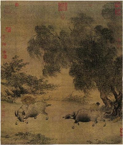 北宋 赵佶部分精选_北宋的国画作品-北宋 赵佶 风雨牧归图 绢本120X103台北