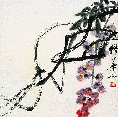 历代国画.齐白石.源文件的国画作品-齐白石写意葡萄 42.1MB