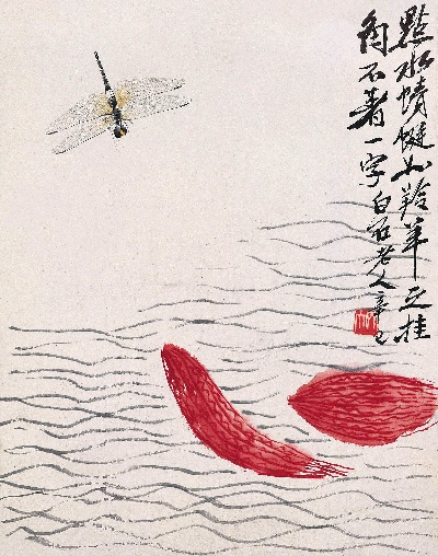 历代国画.齐白石.源文件的国画作品-齐白石点水蜻蜓