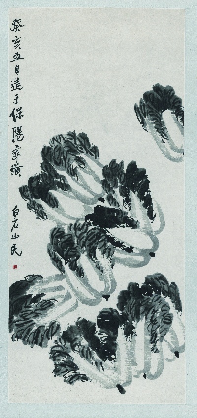 历代国画.齐白石.源文件的国画作品-齐白石 白菜 63×134