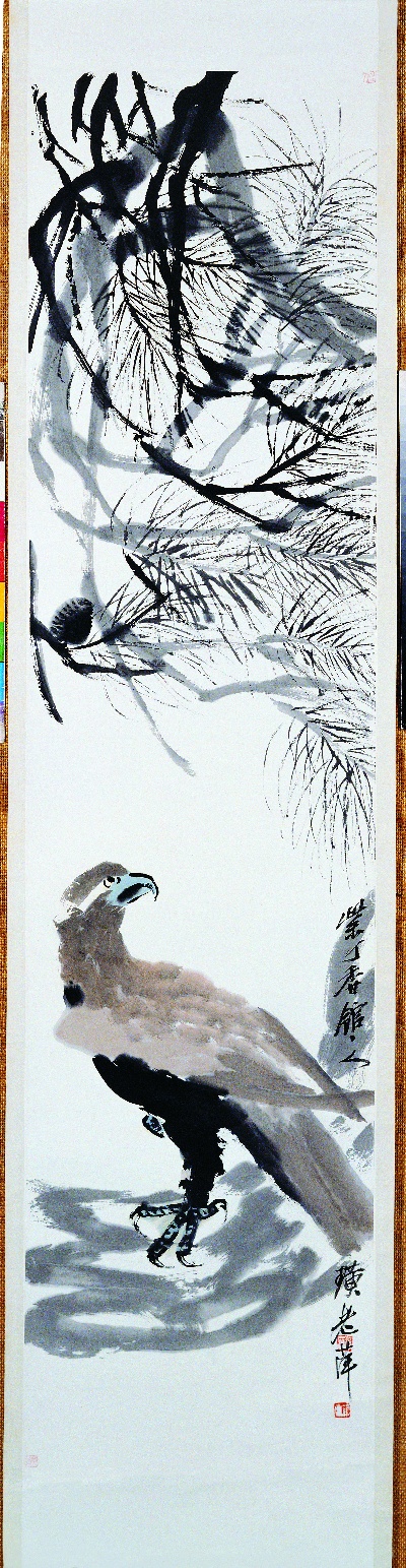 历代国画.齐白石.源文件的国画作品-松鹰