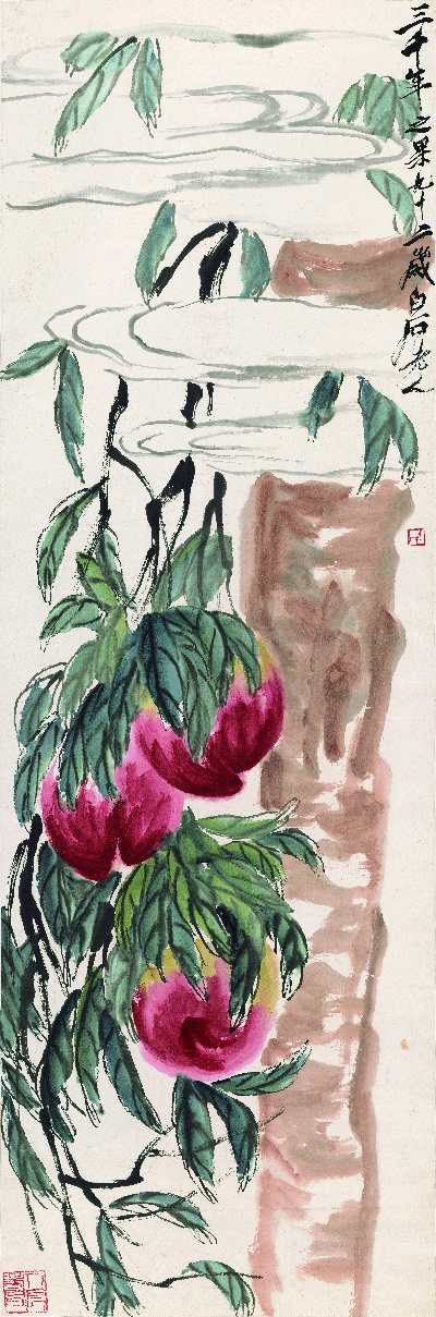 历代国画.齐白石.源文件的国画作品-桃实图