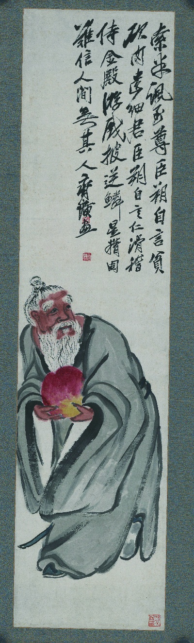 历代国画.源文件.人物的国画作品-齐白石-东方朔偷桃图