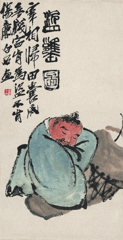 历代国画.源文件.人物的国画作品-齐白石-盗磬图