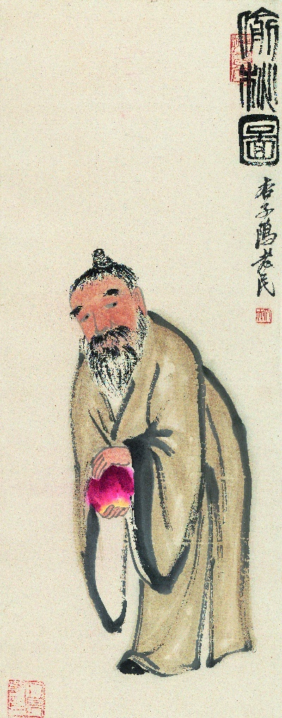 历代国画.源文件.人物的国画作品-偷桃图