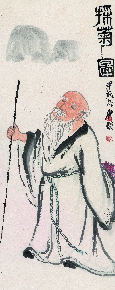 历代国画.源文件.人物的国画作品-采菊图
