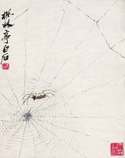 历代国画.源文件.工虫八开的国画作品-齐白石工虫八开 枫林亭