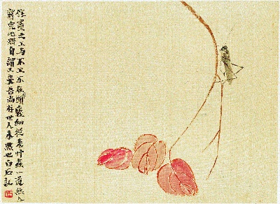历代国画.源文件.早年册页4张重复3的国画作品-42－齐白石－蚱蜢