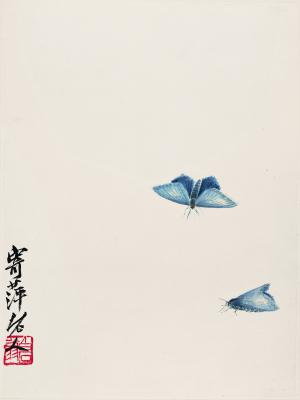 历代国画.源文件.昆虫册页7的国画作品-双蛾