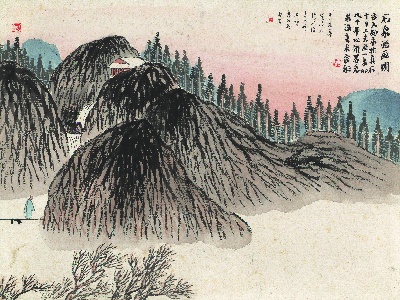 历代国画.源文件.石门二十四景册页的国画作品-1129-石门二十四景图-石泉悟画图