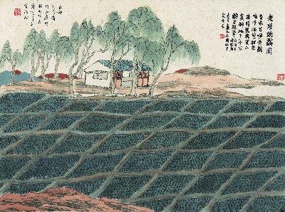 历代国画.源文件.石门二十四景册页的国画作品-1129-石门二十四景图-老屋听鹂图
