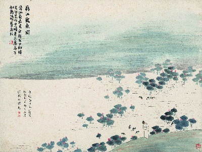 历代国画.源文件.石门二十四景册页的国画作品-1129-石门二十四景图-藕池观鱼图