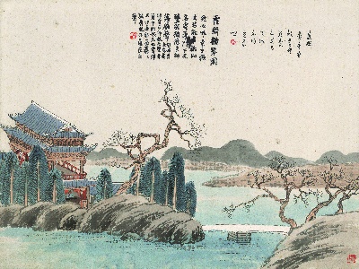 历代国画.源文件.石门二十四景册页的国画作品-1129-石门二十四景图-霞绮横琴图