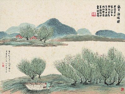 历代国画.源文件.石门二十四景册页的国画作品-1129-石门二十四景图-龙井滌砚图