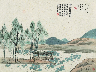 历代国画.源文件.石门二十四景册页的国画作品-1129-石门二十四景图-曲沼荷风图