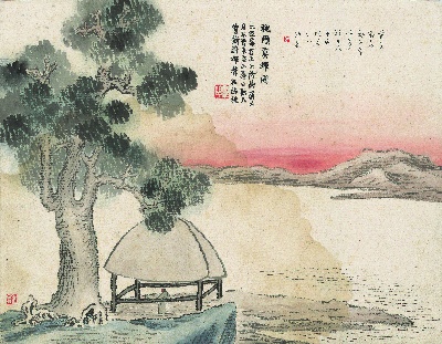 历代国画.源文件.石门二十四景册页的国画作品-1129-石门二十四景图-槐荫莫蝉图