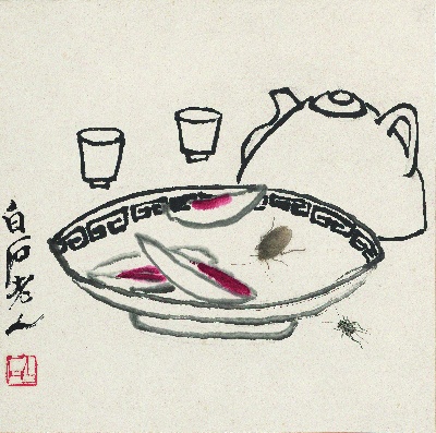 历代国画.源文件.花卉草虫册页（17开）重复5的国画作品-1086-残席诱虫图(300dpi)