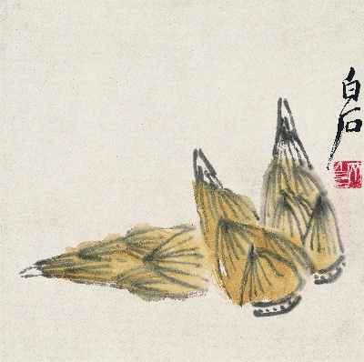 历代国画.源文件.花果草虫二四开册页25张的国画作品-956-竹笋图