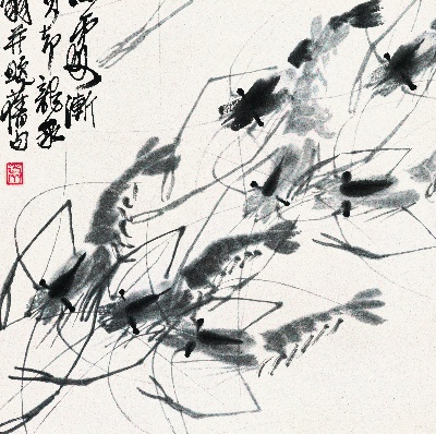历代国画.源文件.虾13张的国画作品-虾 残缺