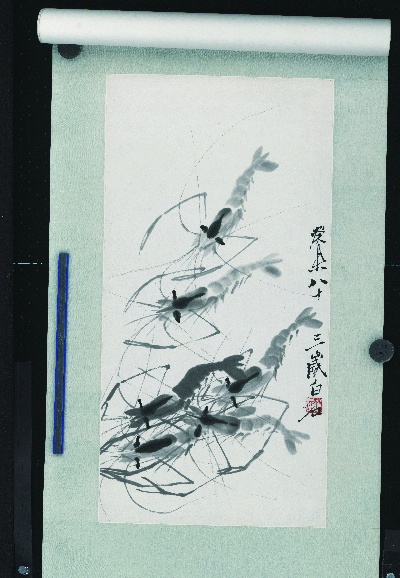历代国画.源文件.虾13张的国画作品-齐白石 六虾图 60×86
