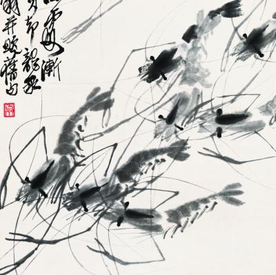 历代国画.源文件.虾13张的国画作品-虾 残缺