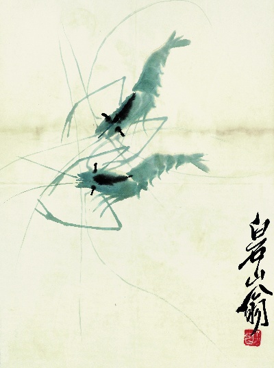 历代国画.源文件.鱼虾册100张的国画作品-齐白石 鱼虾册页(53)