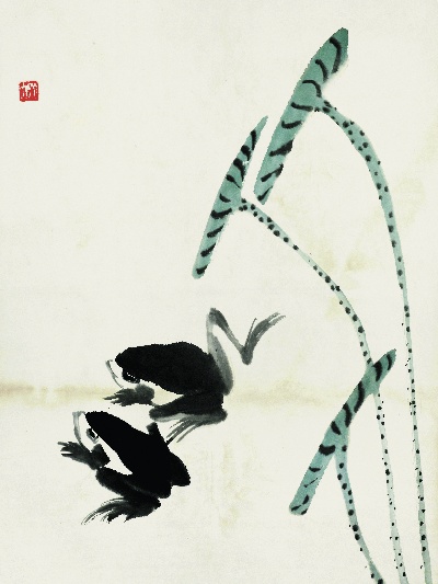 历代国画.源文件.鱼虾册100张的国画作品-齐白石 鱼虾册页(7)
