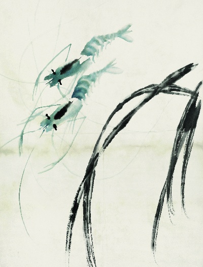 历代国画.源文件.鱼虾册100张的国画作品-齐白石 鱼虾册页(9)