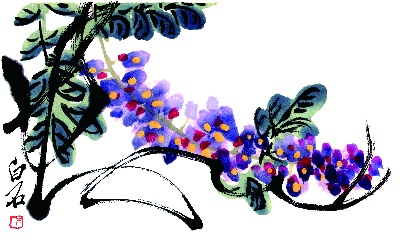 历代国画.源文件.齐白石的国画作品-115齐白石《紫藤》1