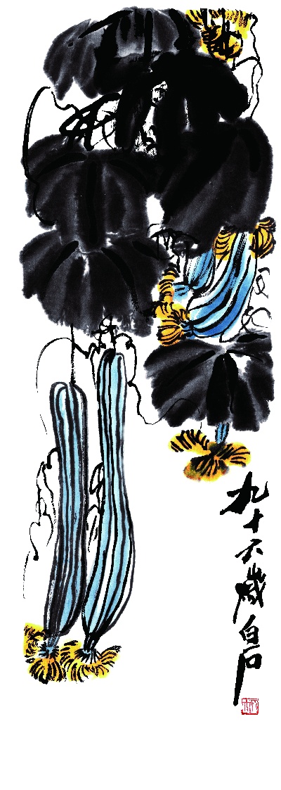 历代国画.源文件.齐白石的国画作品-148齐白石《丝瓜》1
