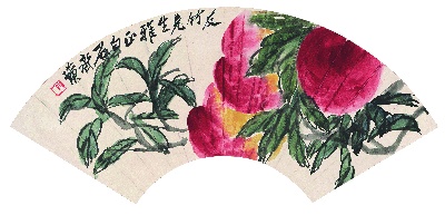 历代国画.源文件.齐白石扇面集18开的国画作品-1865-齐白石-长寿延年扇