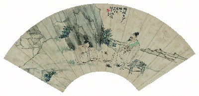历代国画.源文件.齐白石扇面集18开的国画作品-齐白石-折枝花卉扇面-2